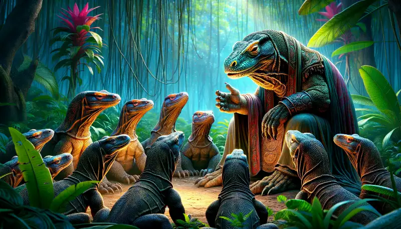 shaman komodo dragon talking to a circle 2024 12 19 22 14 00 800x457 16bebb7865